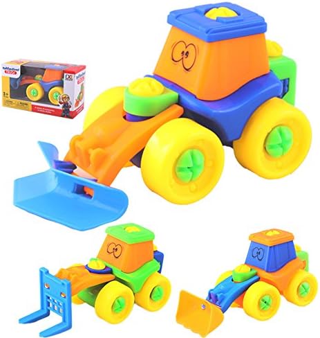 Set of 3 Kids Toddler Construction Vehicles Set,Include Bulldozer,Backhoe,Wheel Loader