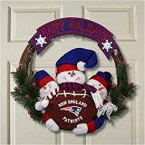 New England Patriots Three Snowmen Happy Holidays Wreath
