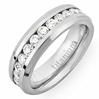 Titanium Ladies Eternity Ring Wedding Band 6MM (0.23 inch) with CZ Comfort Fit (Available in sizes 5 to 8) size 8