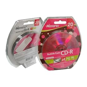 Memorex CD-R 48X Media 20 Pack Bubble Gum Pink Retail Packing