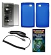 Blue Silicone Gel Skin Cover Case + Screen Protector + Rapid Car Charger + Generation X Antenna Booster for LG Incite CT810