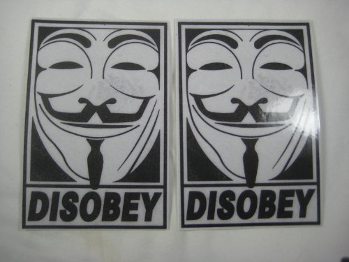 masks guy fawkes:Anonymous DISOBEY Vinyl decals stickers x 2 Guy Fawkes Anon mask