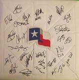 2013 Texas Rangers Team Autographed Texas State Flag Logo Full Size Base with 28 Signatures Total, Proof Photos