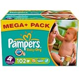 Pampers Baby Dry Windeln Gr.4 plus Maxi Plus 9-20 kg Mega plus Pack , 100 St�ck