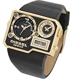 Diesel Men's DZ7102 Analog and Digital Gold-Tone Stainless Steel and Black Leather Watch