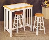 3 Piece Natural-White Bar Stool Set By Coaster Furniture