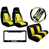 8 Piece Type X Auto Interior Racing Set - Universal Fit High Back Bucket Seat Covers... 