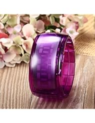 Youyoupifa Blue Light LED Display Dial Plastic Bracelet Watch (Fuchsia)
