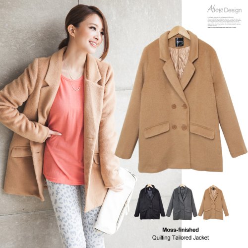 キルティング裏地であったかい テーラード型モッサコート/テーラードジャケット (春 コート スプリング spring)