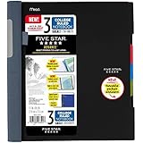 Five Star Advance Spiral Notebook-Standard Size, 3-Subject, 150 College-Ruled Sheets, 11 x 8.5 Inch Sheet Size, Black (73132)