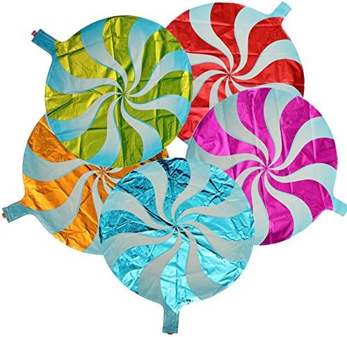 Mmary 18 inch Lollipops Peppermint Candy Swirl Birthday Party Decoration Balloons Blue