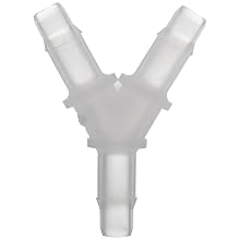 Value Plastics Y430-J1A Natural Kynar PVDF Tube Fitting, Barbed Wye, 1/8" (3.2 mm) Tube ID (Pack of 25)