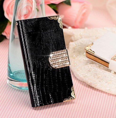 Crazy Panda Shining PU leather Crystal Flip Wallet bling case cover for Samsung Galaxy S4 i9500 (blue) (black)