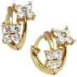 14K Yellow Gold CZ Dual Flower Huggy Earrings