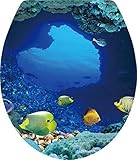 Net1 Ocean Series undersea wall decals Tropical Fish Toilet Lid Cover Stickers For Bathroom Seat Waterfroof Peel and Stick stickers 15*12 Inches