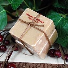 Handmade All Natural Olive Oil Unscented Herbal Honey & Wheat Soap