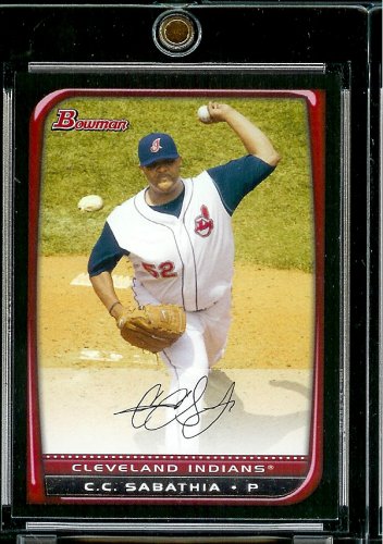 2008 Bowman # 25 C.C. Sabathia - Cleveland Indians - MLB Baseball Card in Protective Screw Down Display Case!