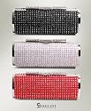 Cylinder Rhinestone Sequins Metal Clutch Purse with Free pre knotted ribbon in stripe gift box
