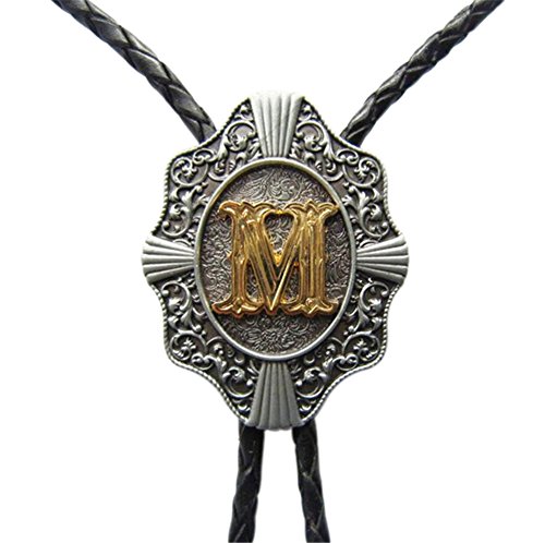 Scheppend Classical Gold Plated Capital Letters Western Cowboy Bolo Tie, Letter M