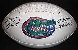 Tim Tebow Autographed Florida Gators Full Size Football with 07 Heisman & 06/08 Champs inscriptions