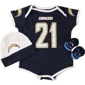 LaDainian Tomlinson Reebok Newborn 6-9 mos. Bodysuit, Booties & Cap San Diego Chargers Set