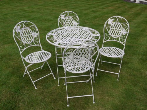 Wrought Iron 5 Piece White Butterfly Bistro Garden Patio Furniture Set **CLEARANCE** top Bistro sets Wrought Iron 5 Piece White Butterfly Bistro Garden Patio Furniture Set **CLEARANCE** picture