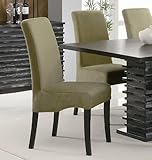 Set of 2 Parson Dining Chairs in Green Microfiber