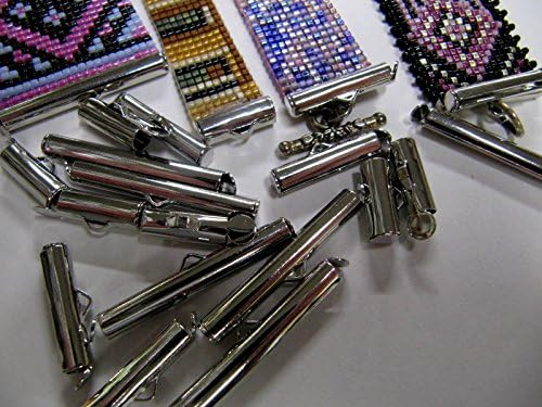 Bead Loom Slider Clasp Combo Pack, 18 Package, 6 Each, 3 Different Sizes,1/2, 3/4, 1 1/4 Inch Long, Fits Size 11 or 8 Beads, Silver Color, Bead loom Clasp, Bracelet Findings, Bead Loom Patterns