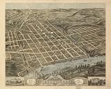 Bird's eye view of the city of Knoxville, Knox County, Tennessee 1871., large historic panoramic map reprint 45x36