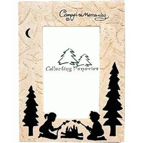Decorative Vertical Campfire Memories Picture Photo Frame With Campfire Silouhette Scene And Stone Look ( Standing or Hanging ) 4X6