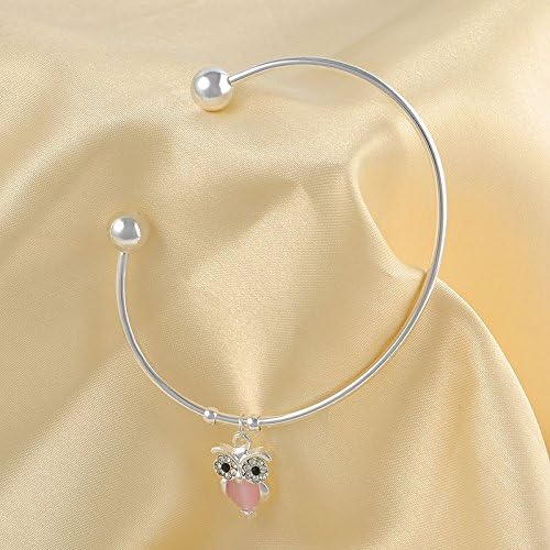 Fashion Charm Women Owl Rhinestone Gold Plated Cuff Bracelet Bangle Jewelry NEW (Silver)