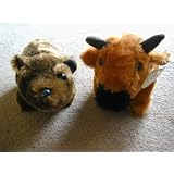 Plush Bear and Buffalo (Bison) Toys - Dark Brown / Golden - 8" Tall - Set of 2 - Great Gift Giving Idea for Men Women and Children!