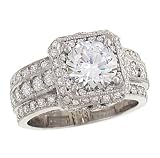 3 Row Diamond Engagement Ring 1.88cttw (CZ ctr)