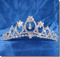 Bridal Wedding Tiara Comb With Flower Crystal Center 62094