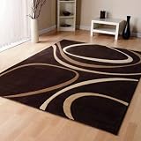 Modern Brown Cream Beige Modern Designer Carpet Home Rug 3 Sizes Available, 120cm x 170cm (4ft 0'' x 5ft 7'')