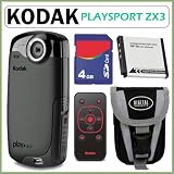 Kodak PlaySport Zx3 HD Waterproof Pocket Video Camera in Black + Accessory Kit