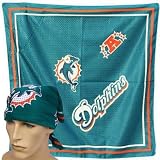 NFL MIAMI DOLPHINS JERSEY FOOTBALL BANDANA SCARF FANDANA TEAL ORANGE LICENSED