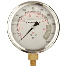 Enerpac G4088L 4 Inch Hydraulic Pressure Gauge with 0 to 10,000 Pounds Per Square Inch