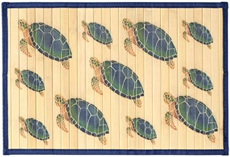 Sunday Morning Home Veranda Sea Turtle Bamboo 12 x 18 Inch Placemat, Set of 12