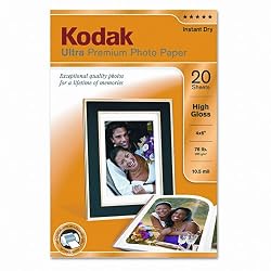Kodak High-Gloss Ultra-Premium Photo Paper, 4 x 6 Inches, 20 Sheets per Pack (8777757)