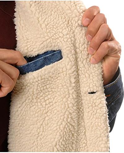 China Leather Men's Sherpa-Lined Denim Jacket