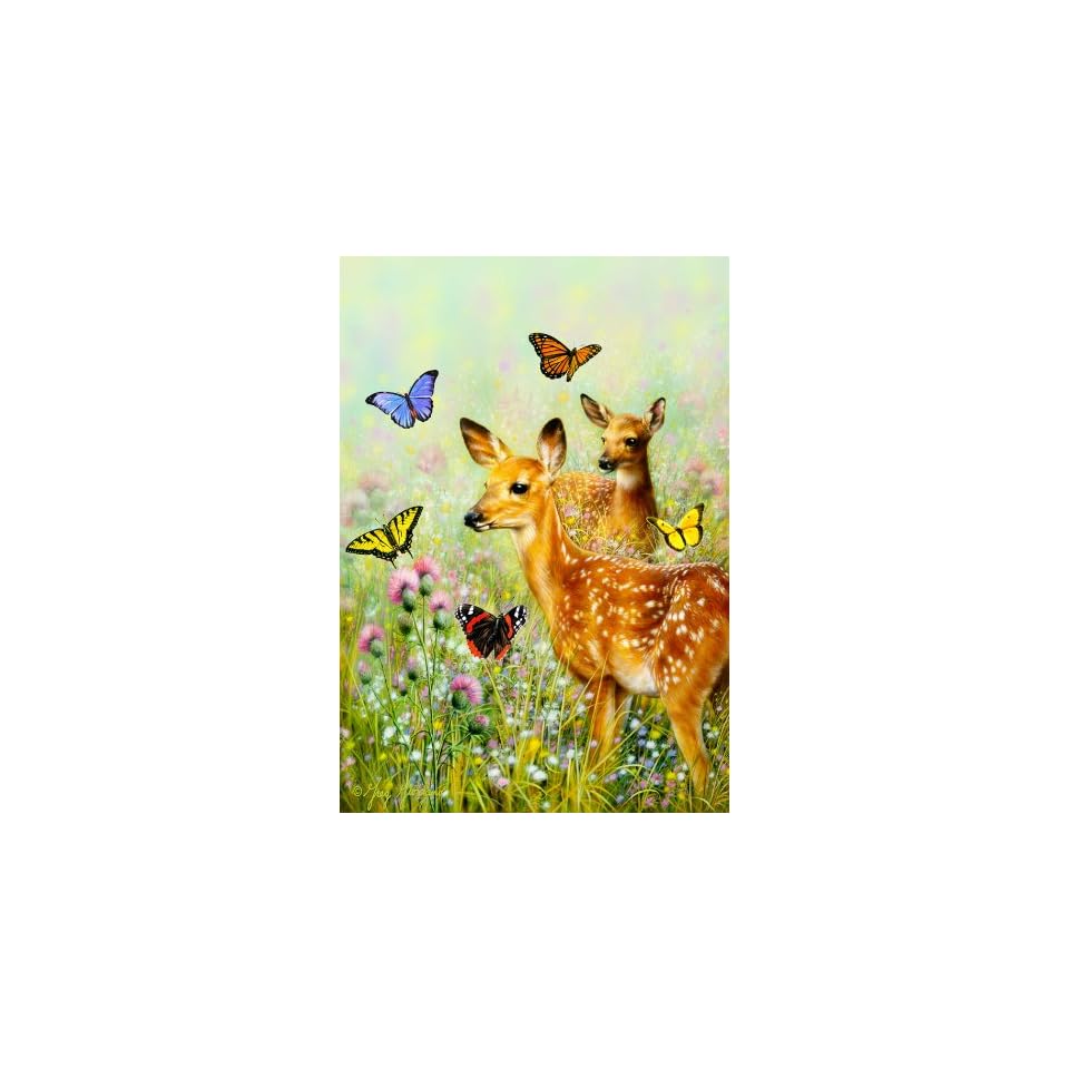 Custom Decor Inc Fawns And Butterflies Mini Garden Flag On Popscreen