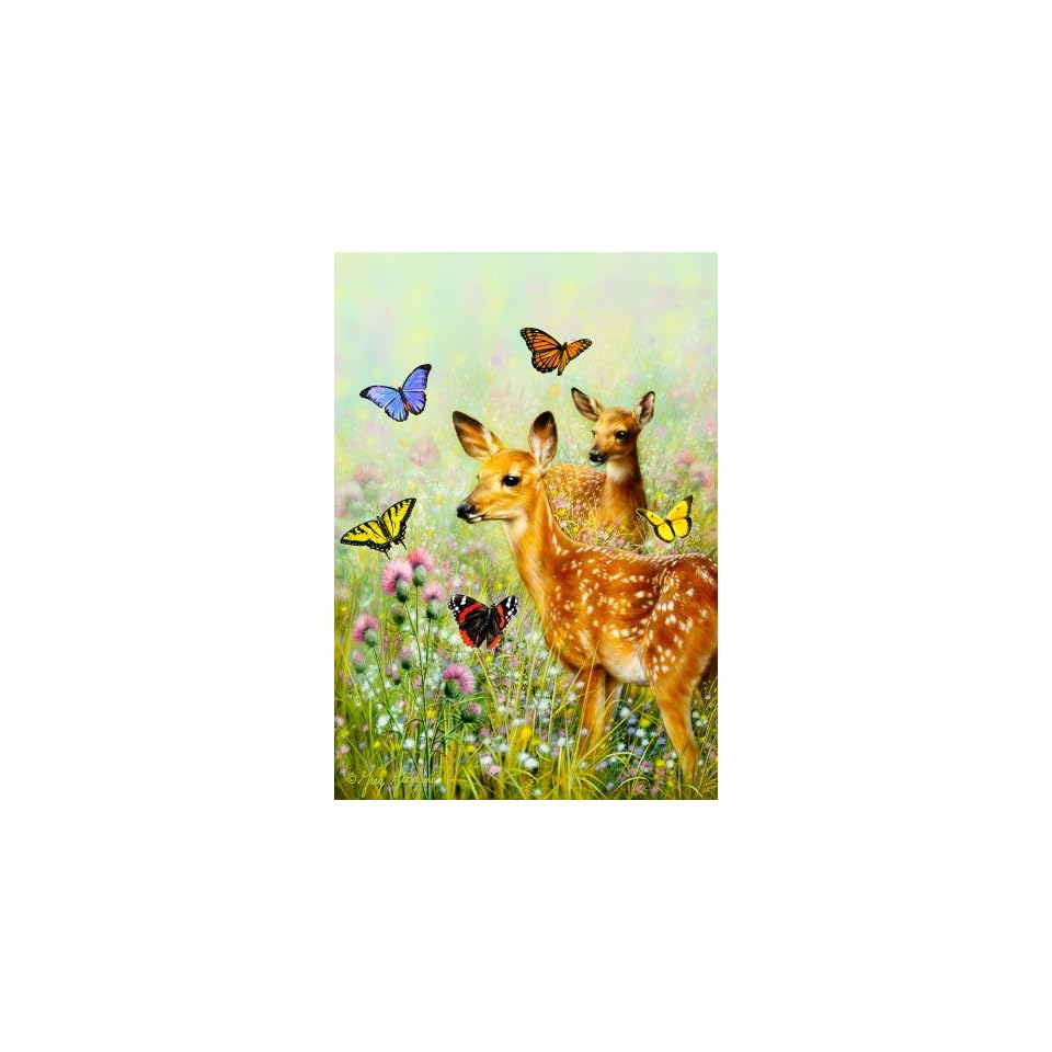 Custom Decor Inc. Fawns and Butterflies Mini Garden Flag