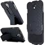 Maxboost Shell Holster Combo Protective Case for Samsung Galaxy S4 SIV with Kick-Stand Belt Clip Holster - Fits Any Version for Galaxy S4 S 4 SIV S IV includes Models for AT&T, Verizon, Sprint, T-Mobile, International Unlocked