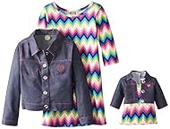 Girls Sequined Mesh  Cotton/Denim/Polyester Chevron Print  Dress With a Bow(s)