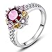 Psiroy 925 Sterling Silver 6mm Garnet Filled Ring Flower Shaped Band