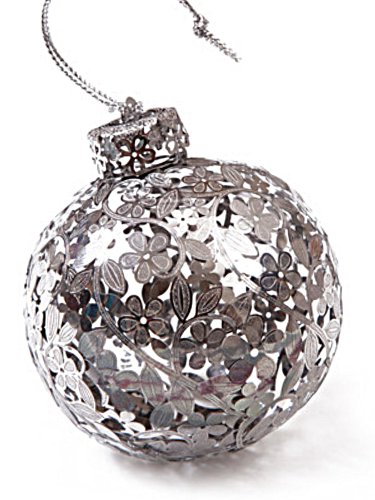 Metal Ornament Ball PLUMERIA SILVER Metal Ornament Ball PLUMERIA SILVER