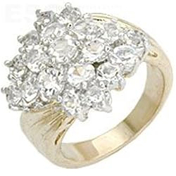 Gold Plated Clear Swarovski Crystal Cluster Ring SZ 7