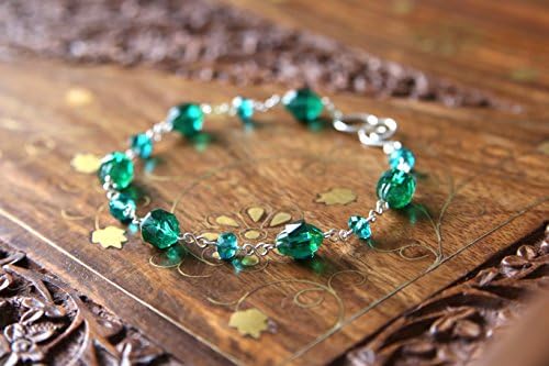 Absinthe Bracelet - Turquoise Green Faceted Glass Beaded Sterling Silver Bracelet, Handmade Jewellery by Ikuri immortelle, FREE SHIPPING
