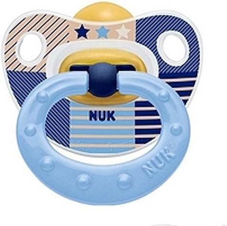 NUK Baby Pacifier 0-6 Months Size 1 Latex Boy Blue Soother Newborn 4255-6
